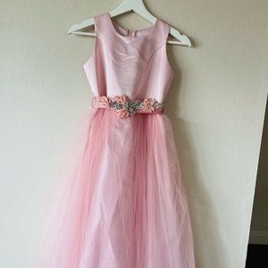 Pink dress with rhinestone belt girl’s size 11-12